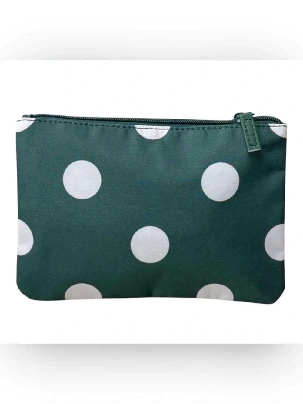 NWOT RARE KATE SPADE GREEN AND WHITE POLKA DOT MAKEUP BAG